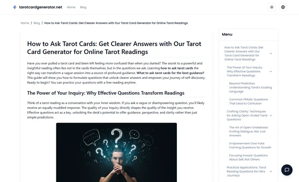 How to Ask Tarot Cards: Get Clearer Answers with Our Tarot Card Generator for Online Tarot Readings