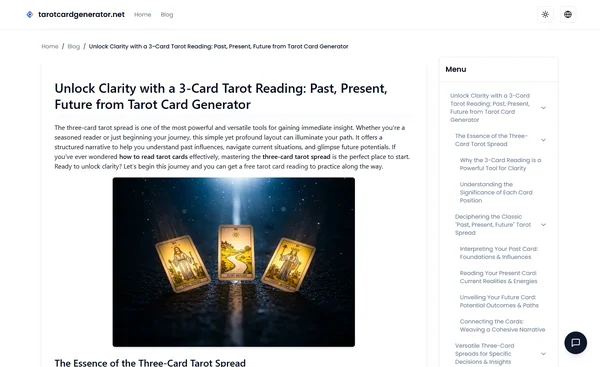 Unlock Clarity with a 3-Card Tarot Reading: Past, Present, Future from Tarot Card Generator