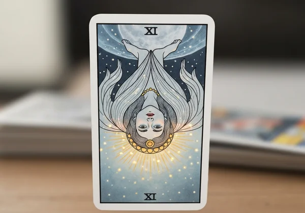 Una carta de tarot al revés que simboliza un significado más profundo