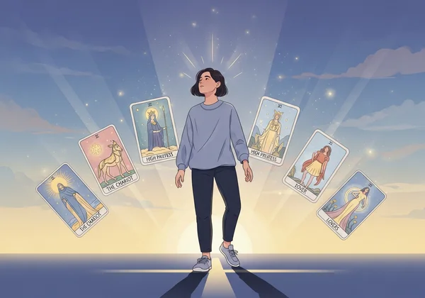Person making a decision with tarot guidance