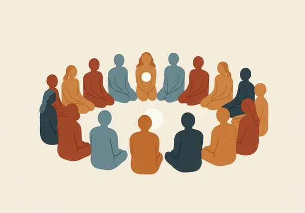 A diverse group of people connecting, representing a supportive community.