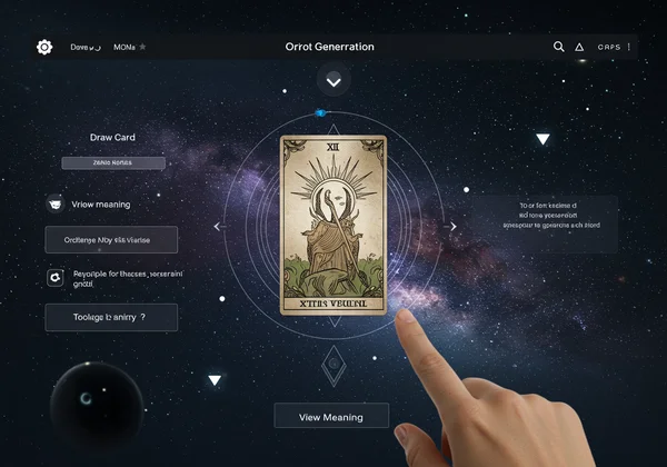 Capture d'écran du site web du générateur de cartes de tarot en ligne
