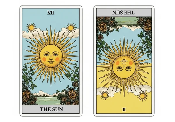 Una carta del tarot mostrada en posiciones al derecho y al revés