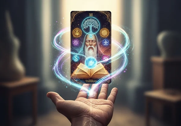 A single tarot card glowing, representing instant clarity.