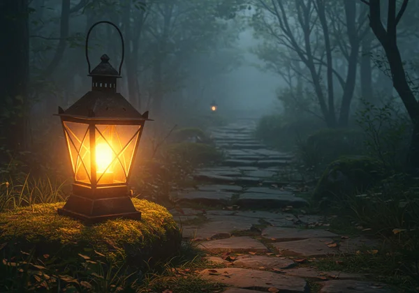 A warm lantern lighting a path, symbolizing gentle guidance.